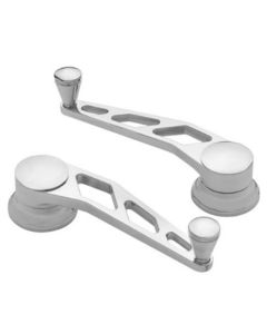 Window Crank Handles, Lokar Windowed Billet Aluminum, Pair, Polished, GM 1955-1957
