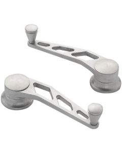 Window Crank Handles, Lokar Windowed Billet Aluminum, Pair, Brushed, GM 1955-1957
