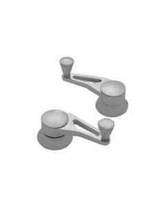 Vent Window Crank Handles, Lokar Windowed Billet Aluminum, Pair, Brushed, GM 1955-1957
