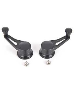 Vent Window Crank Handles, Lokar Windowed Billet Aluminum, Pair, Midnight Black, GM 1955-1957
