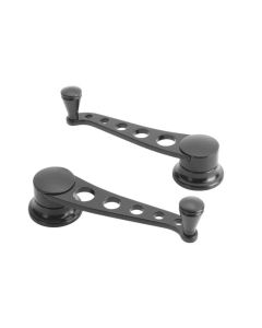 Window Crank Handles, Lokar Lakester Midnight Steel, Pair, GM 1955-1957
