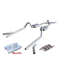 Pypes Dual Exhaust System, 2.5", Street Pro Mufflers, Crossmember Back W/X-Pipe, 1955-1957