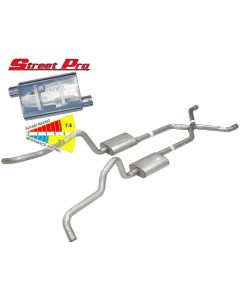 Chevy Wagon Pypes Dual Exhaust System, 2.5", Street Pro Mufflers, Crossmember Back W/X-Pipe, 1955-1957