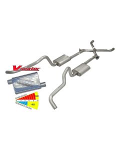 Chevy Wagon Pypes Dual Exhaust System, 2.5", Violator Mufflers, Crossmember Back W/X-Change, 1955-1957