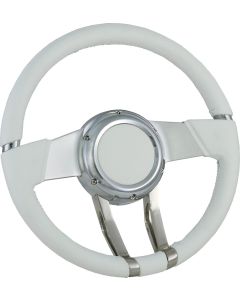 Chevy WaterFall Steering Wheel, Italian Leather & Billet Aluminum, Flaming River, 1955-1957