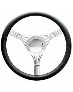 1955-1957 Chevy Banjo Steering Wheel With Horn Button - Black Leather Flaming River