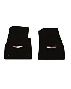 1955-57 Chevy Lloyds Ultimat Black Front Floor Mats Chevy Crest Logo