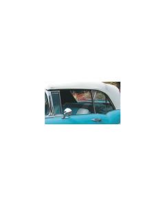 Chevy Quarter Glass, Installed In Frame, Smoke Tinted, Convertible, Left, 1955-1957
