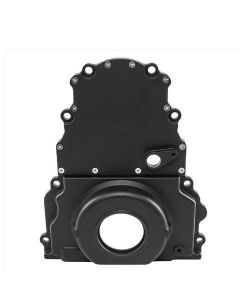 GM LS Aluminum 2 Piece Timing Cover With Cam Sensor Hole, Black