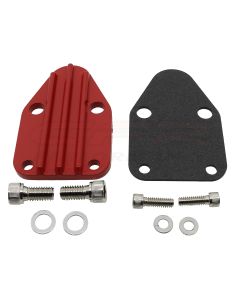 Chevy Small Block Zinc Alloy Fuel Pump Block Off Plate, Red