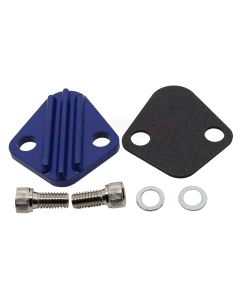 Chevy Big Block Zinc Alloy Fuel Pump Block Off Plate, Blue