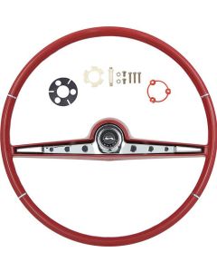 Full Size Chevy Complete Steering Wheel Assembly, Red, Impala, 1962