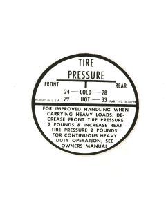 Chevelle Tire Pressure Decal, 1967