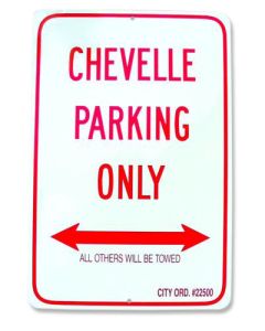 Chevelle Sign, Metal, "Chevelle Parking Only", 12" x 18"
