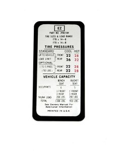 Decal,Tire Pressure,1970