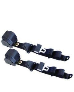 Chevelle Seat Belt & Shoulder Harness Kit, Front, 3-Point Retractable, Black, 1966-1972