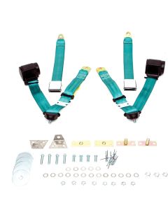 Chevelle Seat Belt & Shoulder Harness Kit, Front, 3-Point Retractable, Turquoise, 1966-1972