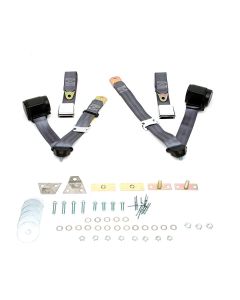 Chevelle Seat Belt & Shoulder Harness Kit, Front, 3-Point Retractable, Blue, 1966-1972