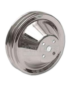 Chevelle Water Pump Pulley, Small Block, Double Groove, Chromed Billet Aluminum, For Cars With Short Water Pump, 1964-1968