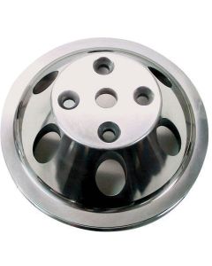 Chevelle Water Pump Pulley, Small Block, Single Groove, Polished Billet Aluminum, For Cars With Long Water Pump, 1969-1972