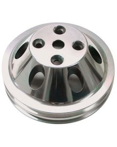 1969-1972 Chevelle Water Pump Pulley, Small Block, Double Groove, Polished Billet Aluminum, For Cars With Long Water Pump