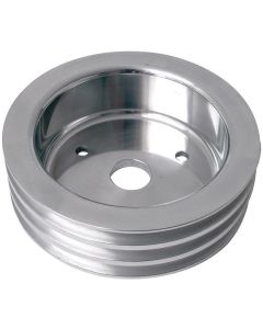 Chevelle Crankshaft Pulley, Small Block, Triple Groove, Polished Billet Aluminum, For Cars With Short Water Pump, 1964-1968