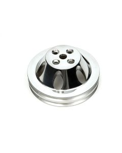 Chevelle Water Pump Pulley, Big Block, Double Groove, Polished Billet Aluminum, For Cars With Short Water Pump, 1964-1968