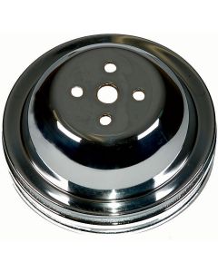1965-1968 Chevelle Water Pump Pulley, Big Block, Double Groove, Chromed Steel , For Cars With Short Water Pump