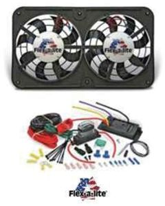 1964-1972 GM A Body  Cooling Fan Kit, Electric, Universal, Dual,2500 CFM, Low Profile, Flex-a-lite