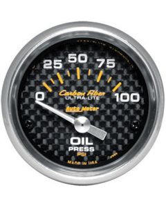 Chevelle Oil Pressure Gauge, Mechanical, Carbon Fiber Series, Autometer, 1964-1972