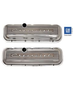 Chevy Truck Aluminum Valve Covers, Polished, With ChevroletScript, Big Block, 1955-1972