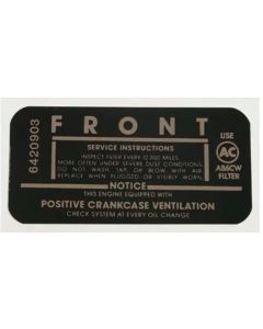 1964-1965 Chevy Truck  Air Cleaner Service Instruction,  327/250 Hp