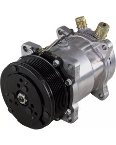 Air Conditioning Compressor, Polished, Sanden 508, Serpentine Belt Pulley, Uses R134A Refrigerant