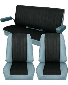 Chevy Suburban Seat Cover Set, Complete, Base Model, Leather, With Vinyl Sides And Back, 1981-1991