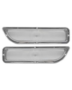 1962-1966 GMC Truck Parking Light Lenses Clear With Chrome Trim