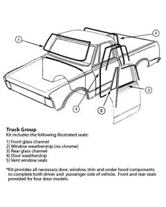 Chevy Or GMC Truck, Complete Weatherstrip Kit, Standard, For Trucks Without Chrome Window Moldings, 1981-1987