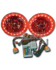 Chevy Truck Headlight 5 3/4 Inch Round Elite Diamond With Multi Color LED Halo