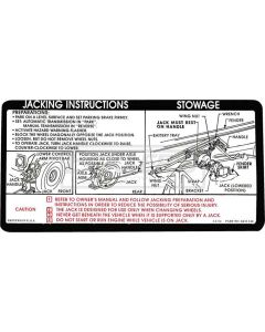 Chevy Or GMC Jacking Instructions Decal, 1973