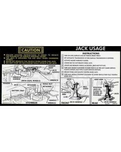 Chevy Or GMC Jacking Instructions Decal, With Control Arm Hook Style Jack, 1976-1977