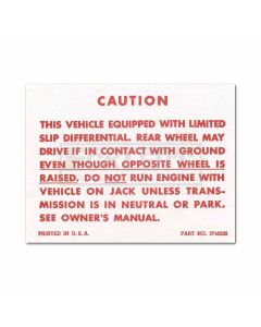 Chevy Or GMC Truck Positraction Warning Decal, 1957-1971