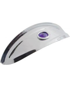 7" Round Headlight Visor, With Blue Dot, Stainless Steel