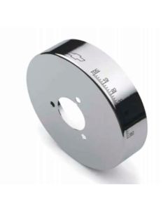 Early Chevy Small Block Conversion Harmonic Balancer Cover,6 3/4", Chrome With Bowtie Logo, 1949-1954