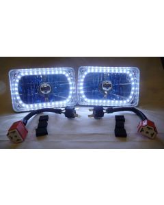 1981-1987 Chevy-GMC Headlight Rectangular White Diamond With Single-Color LED Halo, 7x6