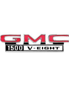 GMC Truck Fender Emblem "GMC 1500 V-EIGHT", Chrome 1968-1972