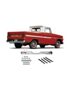 Chevy or GMC Truck Rear Bumper Kit, Chrome, Show Quality, Fleetside, 1963-1966