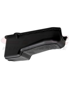 1986-2002 Truck   V8 Small Block Aluminum Stock Capacity Oil Pan, Black Retro Finned