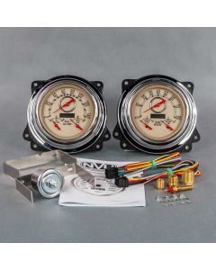 1947-53 Chevy-GMC Truck New Vintage USA Woodward Series 2 Gauge Kit, With Tachometer-Beige

