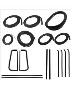 1967-1972 Chevy-GMC Truck Complete Weatherstrip Seal Kit - Models Without Weatherstrip Trim Groove, Large Rear Window & Chrome Beltlines, Press On Door Seals

