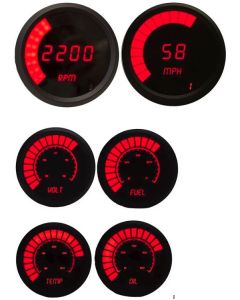 Intellitronix  Red Complete Bargraph Gauge Set With Black Bezel