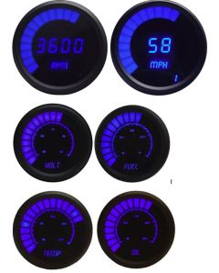 Intellitronix  Blue Complete Bargraph Gauge Set With Black Bezel